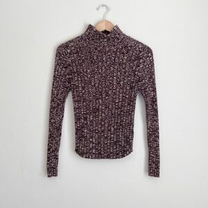 Energie Women's Brown Marled Ribbed Turtleneck Sweater